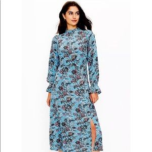 LOFT - blue floral dress with bell sleeve NWT